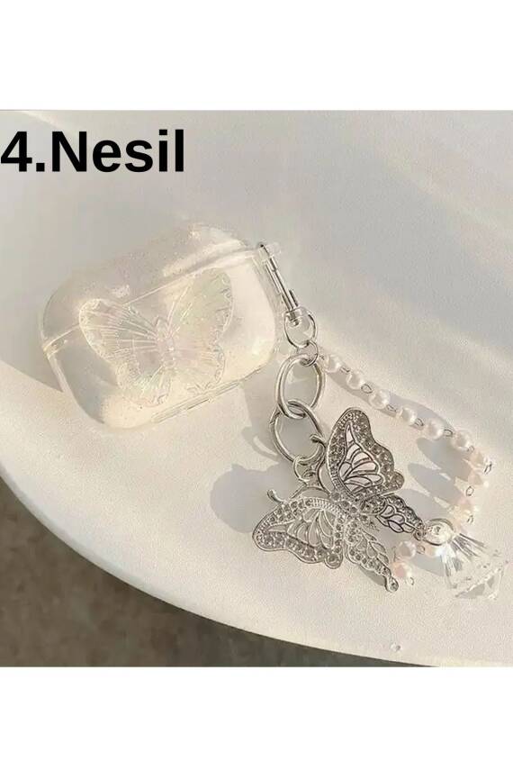 4. Nesil Uyumlu 2024 Kulaklık Kılıfı Kelebek Kopçalı Simli - 1