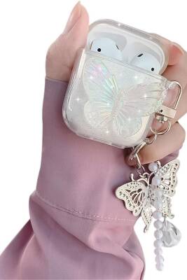 Airpods 1. Ve 2. Nesil Uyumlu 3d Kelebek Kopçalı Simli Kulaklık Kılıfı - KVK