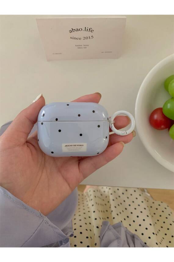 Airpods 1. Ve 2. Nesil Uyumlu Bebe Mavi Benekli Kulaklık Kılıfı - 1