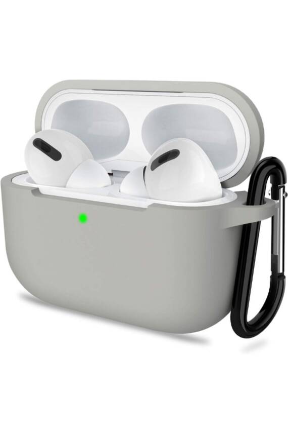 Airpods 2.nesil Pro Kılıf Silikon Kancalı Kılıf Gri - 1