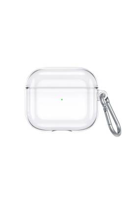 Airpods 3. Nesil Uyumlu Kılıf Gümüş Anahtarlıklı Yumuşak Şeffaf Silikon Darbe Önleyici - KVK