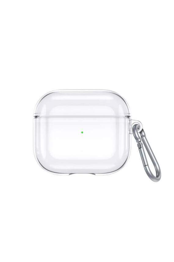 Airpods 3. Nesil Uyumlu Kılıf Gümüş Anahtarlıklı Yumuşak Şeffaf Silikon Darbe Önleyici - 1
