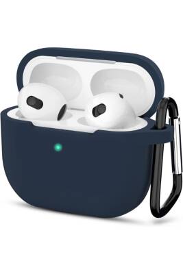 Airpods 3.nesil Kılıf Silikon Kancalı Kılıf Lacivert - KVK