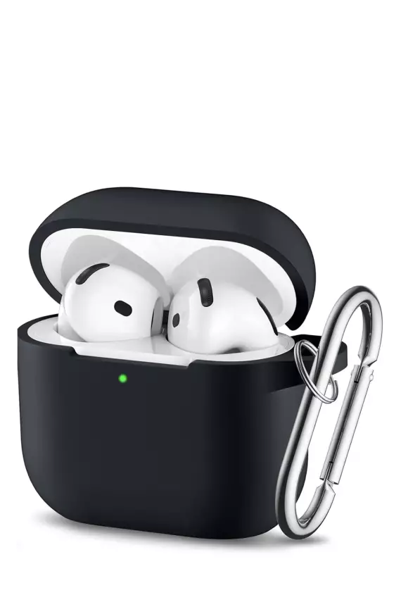 Airpods 4. Nesil Kulaklık Kılıfı Silikon 2024 Kancalı Kılıf Siyah - 1