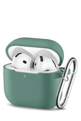 Airpods 4. Nesil Uyumlu Kulaklık Kılıfı Silikon 2024 Kancalı Kılıf Kaktüs Yeşil - KVK