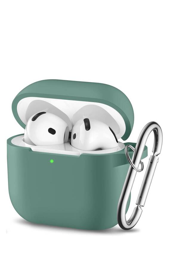 Airpods 4. Nesil Uyumlu Kulaklık Kılıfı Silikon 2024 Kancalı Kılıf Kaktüs Yeşil - 1