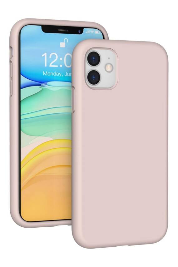 Iphone 11 Uyumlu Altı Kapalı Lansman Kılıf Kapak Kum Pembe - 1