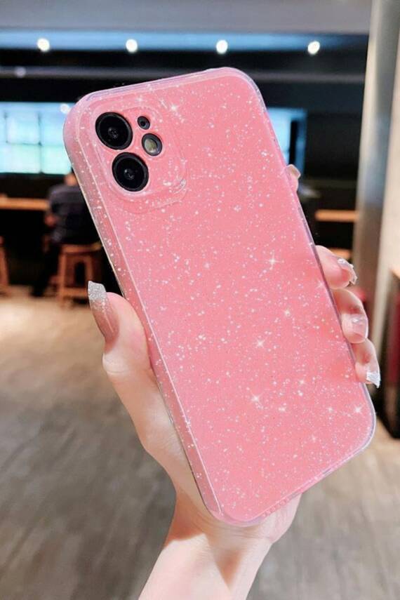 Apple iPhone 11 Uyumlu Kılıf Simli İnce Darbeye Dayanıklı Silikon Parlak Kılıf Yumuşak Kapak Pembe - 1