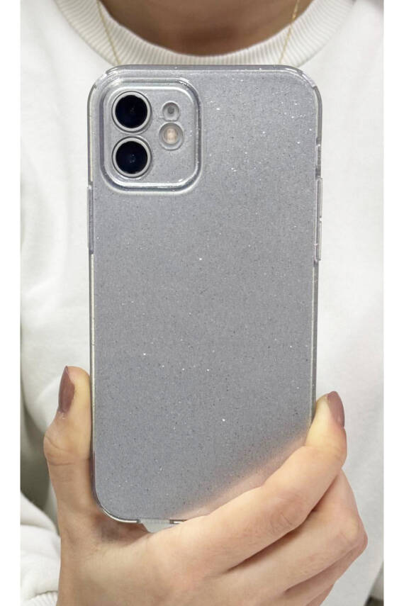 Apple iPhone 12 Uyumlu Kılıf Simli İnce Darbeye Dayanıklı Silikon Parlak Kılıf Yumuşak Kapak Silver - 1