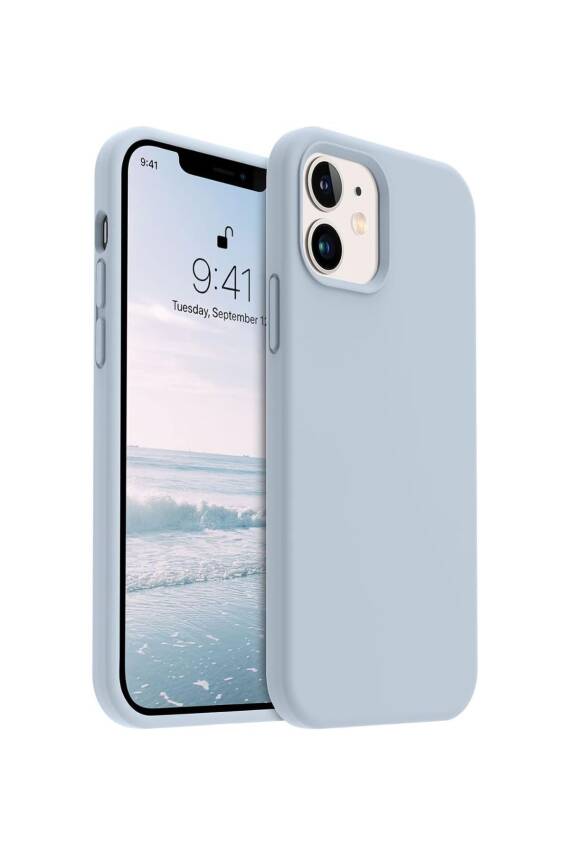 Apple iPhone 12/12Pro Kılıf Kadife Lansman Soft Yumuşak Liquid Silikon Kamera Korumalı Kapak Bebe - 1