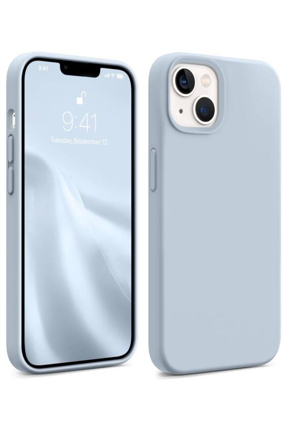 Apple Iphone 13-14 Lansman Kılıf Içi Kadifeli Kamera Yükseltili Silikon Kapak Bebe Mavisi - 1