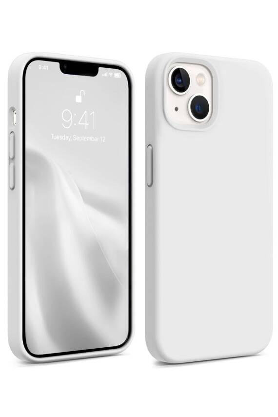 Apple Iphone 13-14 Lansman Kılıf Içi Kadifeli Kamera Yükseltili Silikon Kapak Beyaz - 1