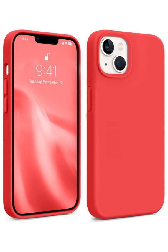 Iphone 13-14 Lansman Kılıf İçi Kadifeli Kamera Yükseltili Silikon Kapak Kırmızı - 1