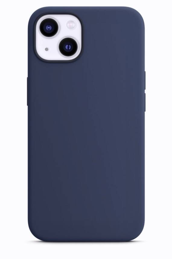 iPhone 13-14 Uyumlu Lansman Kılıf içi Kadifeli Kamera Yükseltili Lacivert Silikon Kapak - 1