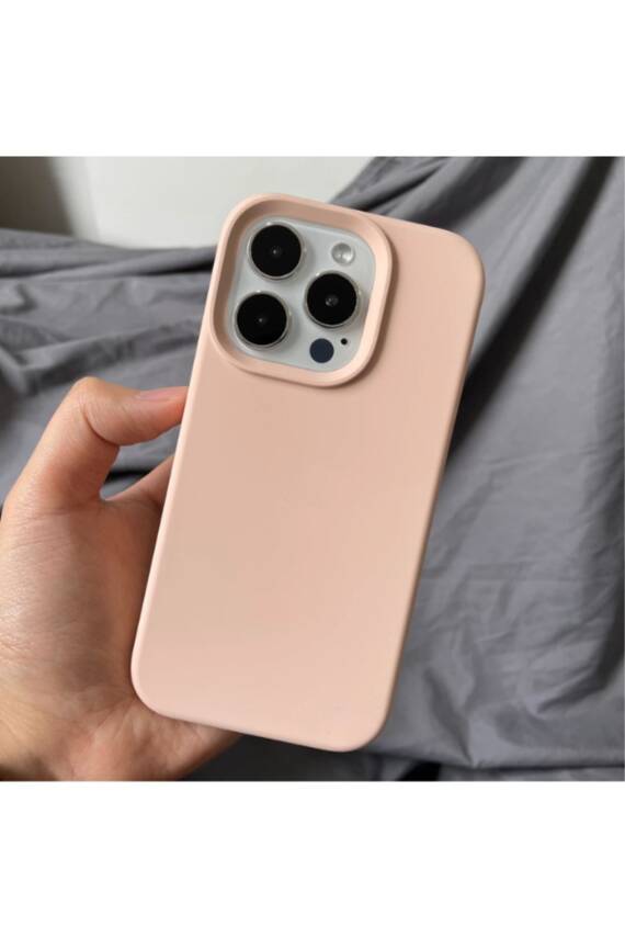 iPhone 14 Pro Kadife Lansman Soft Yumuşak Liquid Silikon Kum Pembe Kılıf - 1