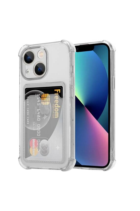 iPhone 15 Plus /14 Plus Kartlıklı Darbeye Dayanıklı Yumuşak Şeffaf Kılıf - 1