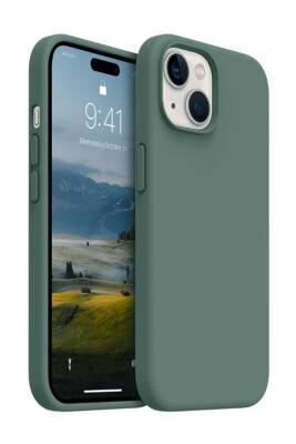 iPhone 15 Plus/14 Plus Kadife Lansman Yumuşak Silikon Yeşil Kılıf - KVK