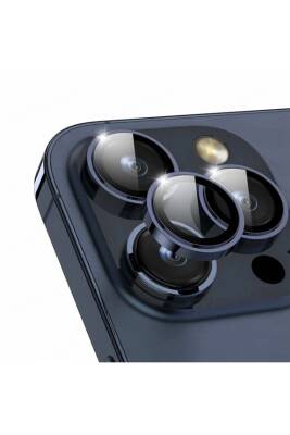 iPhone 15 Pro Max/15 Pro Kamera Lens Koruyucu Temperli Cam Blue Titanium - KVK PRİVACY