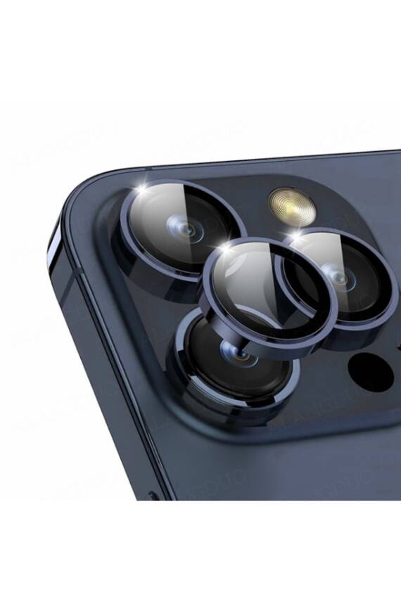 iPhone 15 Pro Max/15 Pro Kamera Lens Koruyucu Temperli Cam Blue Titanium - 1