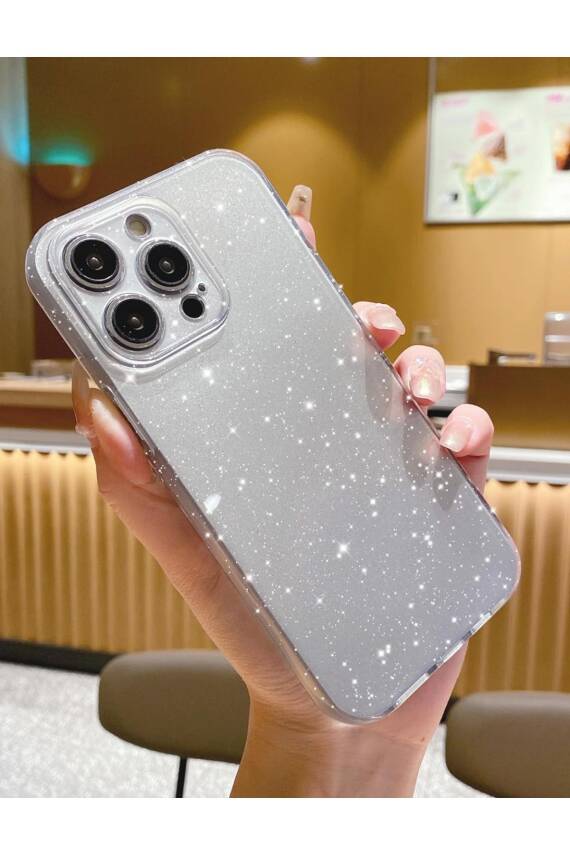 Apple iPhone 15 Pro Max Kılıf Simli İnce Darbe Dayanıklı Silikon Parlak Yumuşak Kapak Silver - 1