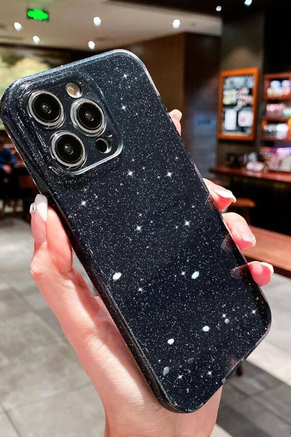 iPhone 15 Pro Max Simli İnce Darbe Dayanıklı Silikon Siyah Kılıf - 1