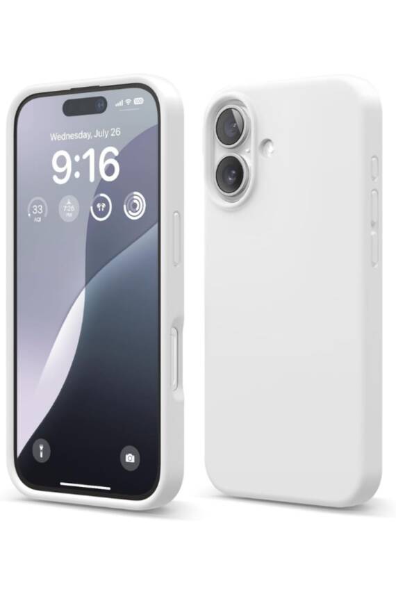 Apple iPhone 16 Kılıf Kadife Lansman Soft Yumuşak Liquid Silikon Kamera Korumalı Kapak Beyaz - 1