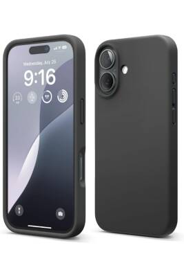 Apple iPhone 16 Kılıf Kadife Lansman Soft Yumuşak Liquid Silikon Kamera Korumalı Kapak Siyah - KVK PRİVACY