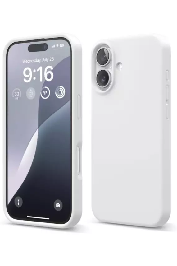 Apple iPhone 16 Plus Kılıf Kadife Lansman Soft Yumuşak Liquid Silikon Kamera Korumalı Kapak Beyaz - 1