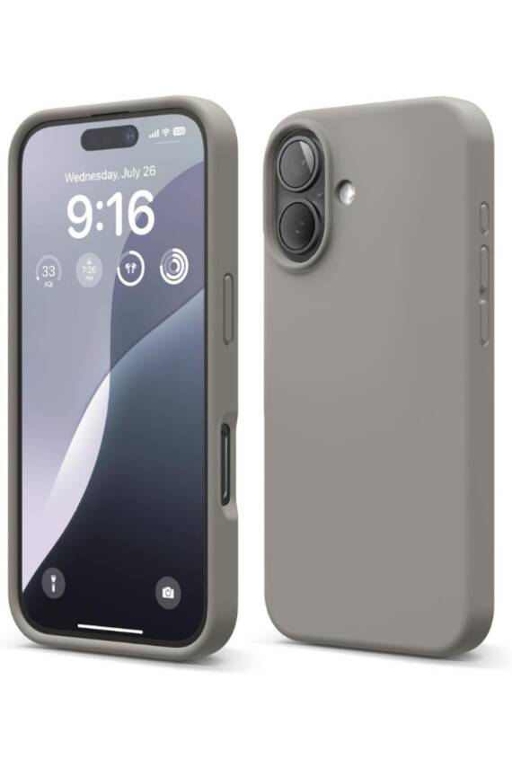 Apple iPhone 16 Plus Kılıf Kadife Lansman Soft Yumuşak Liquid Silikon Kamera Korumalı Kapak Grey - 1