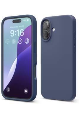 Apple iPhone 16 Plus Kılıf Kadife Lansman Soft Yumuşak Liquid Silikon Kamera Korumalı Kapak Lacivert - KVK