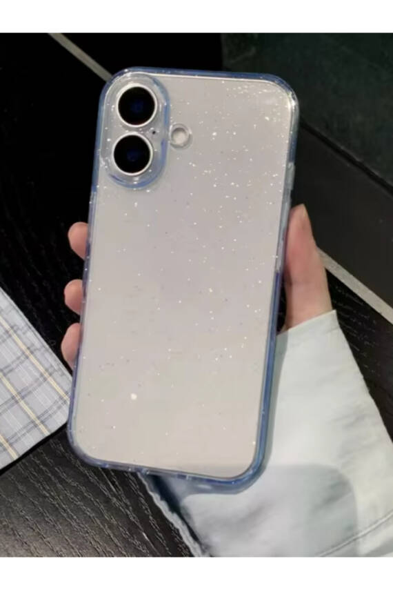 Apple iPhone 16 Plus Uyumlu Şeffaf Kılıf Simli 2.0mm Darbeye Dayanıklı Silikon Yumuşak Kapak - 1
