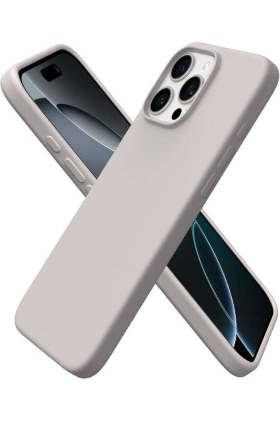 Apple iPhone 16 Pro Kılıf Kadife Lansman Soft Yumuşak Liquid Silikon Kamera Korumalı Kapak Taş - 1