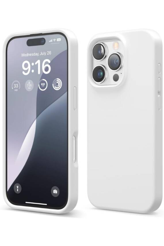 Apple iPhone 16 Pro Max Kılıf Kadife Lansman Soft Yumuşak Liquid Silikon Kamera Korumalı Kapak Beyaz - 1