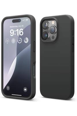 Apple iPhone 16 Pro Max Kılıf Kadife Lansman Soft Yumuşak Liquid Silikon Kamera Korumalı Kapak Siyah - KVK