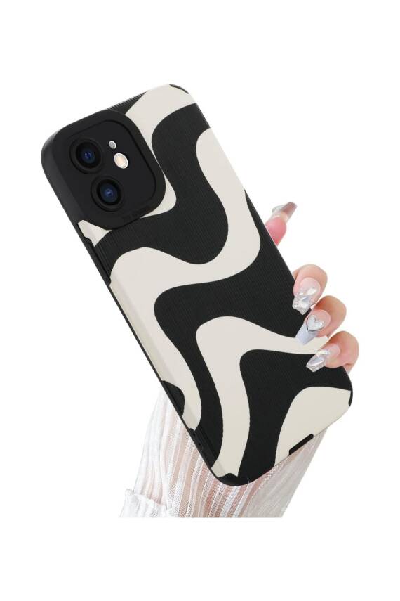 iPhone 11 ile Uyumlu Kılıf Sevimli Zebra Çizgili Kamera Korumalı Zarif Yumuşak Silikon Kapak - 1