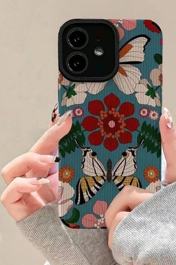 iPhone 11 ile uyumlu Kılıf Vintage Çiçek Desenli Kamera Korumalı Estetik Zarif Yumuşak Silikon Kapak - 1