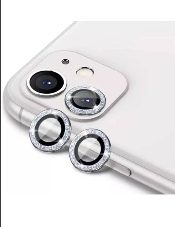 Iphone 11 Iphone 12 Iphone 12 Mini Uyumlu Gümüş Taşlı Kamera Lensi Koruyucu - 1