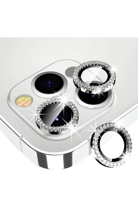 Iphone 11 Pro-11 Pro Max Iphone 12 Pro Uyumlu Siyah Taşlı Kamera Lensi Koruyucu - 1