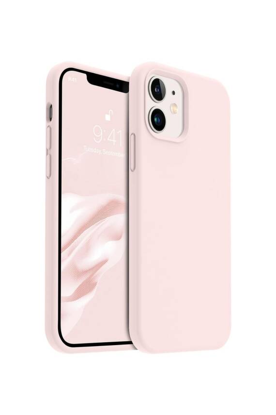 iPhone 12/12Pro Kılıf Kadife Lansman Soft Yumuşak Liquid Silikon Kamera Korumalı Kapak Kum Pem - 1