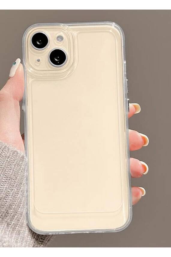 iPhone 13-14 Kılıf Şeffaf Kalın Silikon Kamera Koruma Yumuşak Kapak - 1