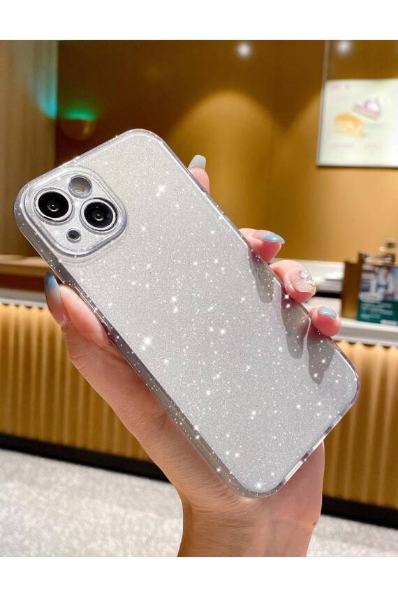 İphone 13-14 Uyumlu Kılıf Simli Ince Darbeye Dayanıklı Silikon Parlak Kılıf Yumuşak Kapak Silver - 1