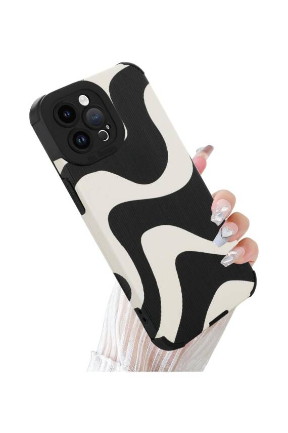 iPhone 13 Pro Max ile Uyumlu Kılıf Sevimli Zebra Çizgili Kamera Korumalı Zarif Yumuşak Silkon Kapak - 1