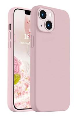 Iphone 13/14 Uyumlu İçi Kadife Lansman Silikon Kılıf Kapak Kum Pembe 