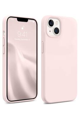 iPhone 13/14 Uyumlu Içi Kadife Lansman Silikon Kılıf Kapak Kum Pembe - KVK