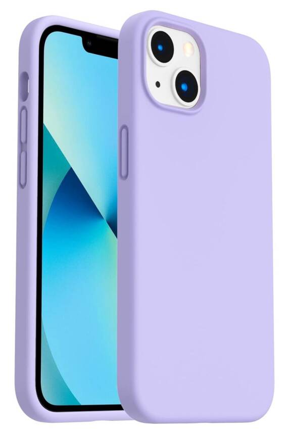 Iphone 13/14 Uyumlu İçi Kadife Lansman Silikon Kılıf Kapak Lila - 1