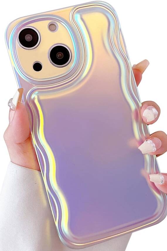 Iphone 14 Plus Kılıf Hologram Kıvrımlı Renk Geçişli Mat Darbelere Karşı Dayanıklı Yumuşak Kapak - 1