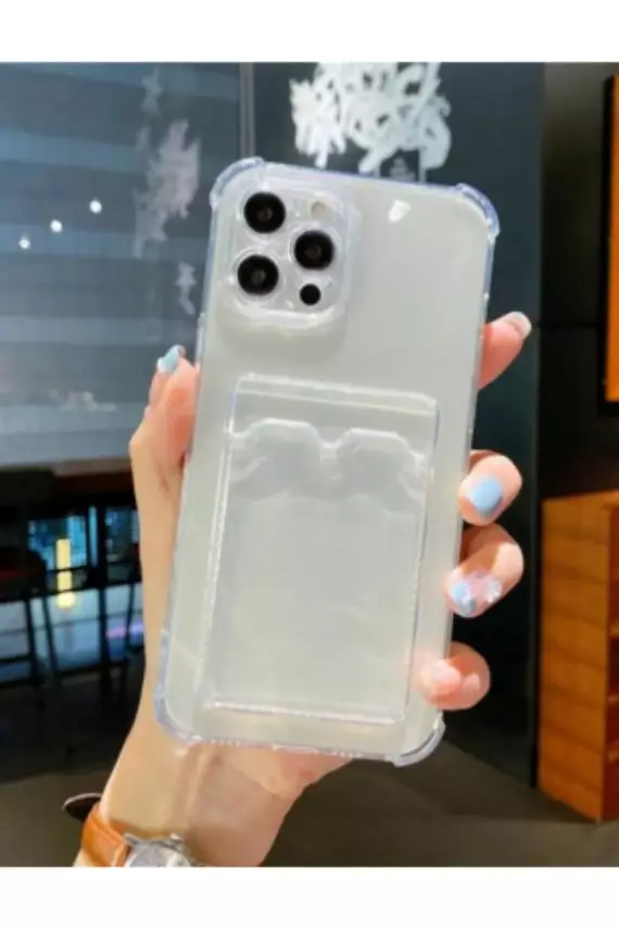 Iphone 14 Pro Kılıf Şeffaf Kartlıklı Antishock Darbeye Dayanıklı Kamera Korumalı Yumuşak Silikon - 1