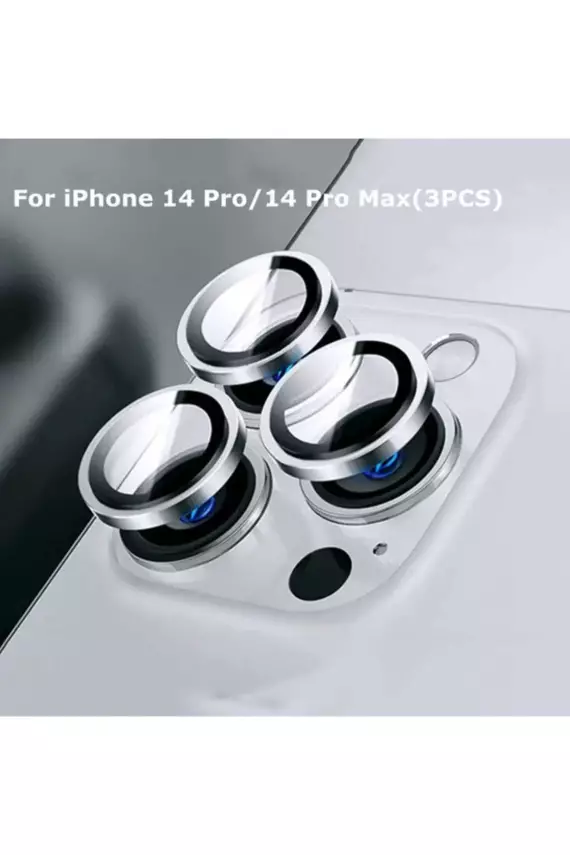 Iphone 14 Pro Max / 14 Pro Uyumlu Gümüş Kamera Lensi Koruyucu - 1