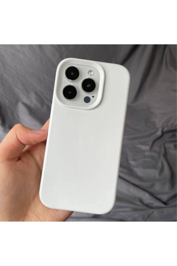 iPhone 14 Pro Max Kadife Lansman Soft Yumuşak Liquid Silikon Beyaz Kılıf - 1