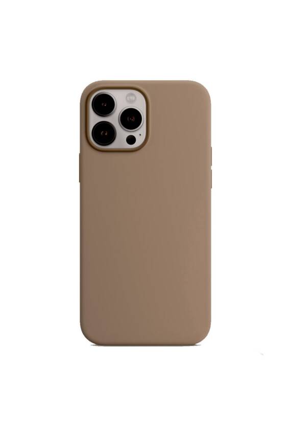 İphone 14 Pro Max Kadife Lansman Soft Yumuşak Liquid Silikon Kahve Kılıf - 1